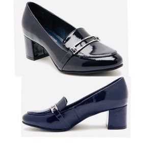 The Limited Jenise Block Heel Loafer Pumps Comfort Memory Foam Padding Navy…